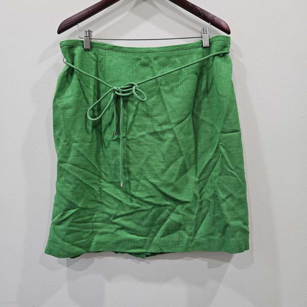 Talbots Womens Pencil Skirt Size 18WP Green Woven Preppy Colorful Office Career